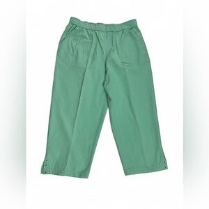 Emily Daniels Green Cotton Elastic Waist Capri Pants New Without Tags S